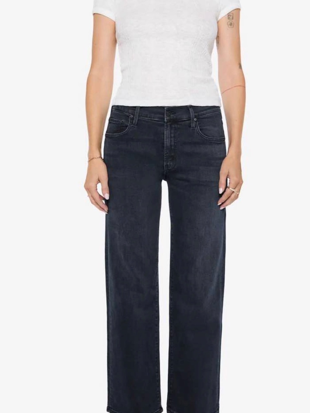 MOTHER Women's Mid-Rise Zip Rambler Ankle in Venice at Night dark wash NWOT